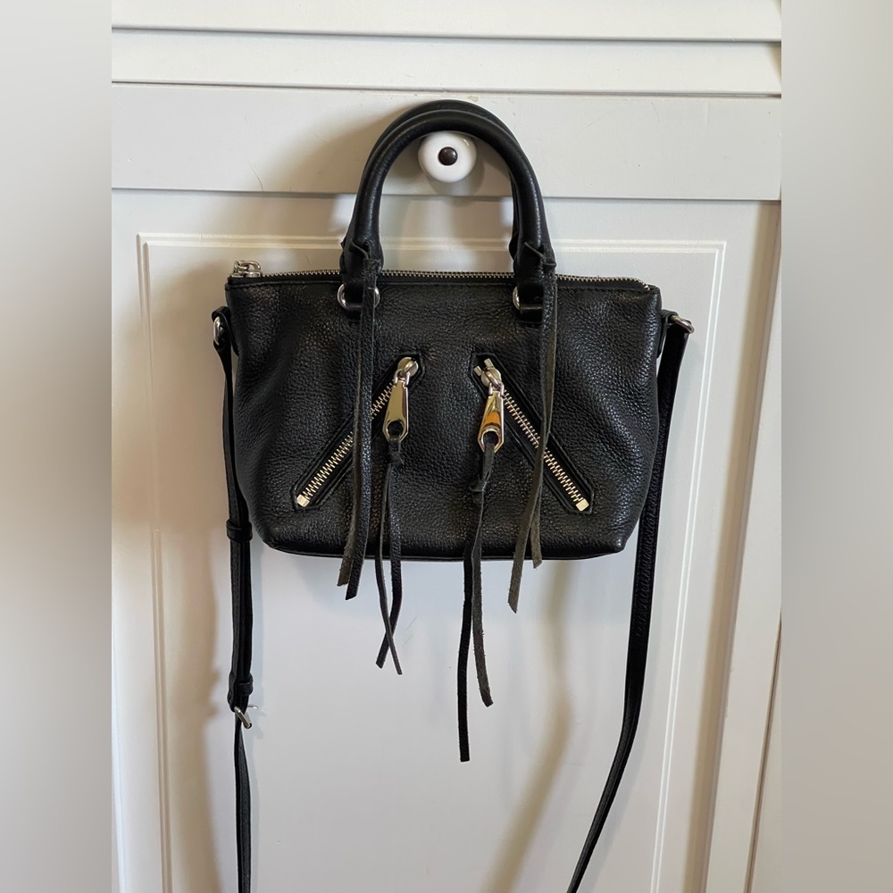 Rebecca Minkoff Micro Moto leather fringe Crossbody black A+ condition - Picture 4 of 11